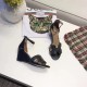 Hermes Legend Wedge Sandal In Black Calfskin With Studs