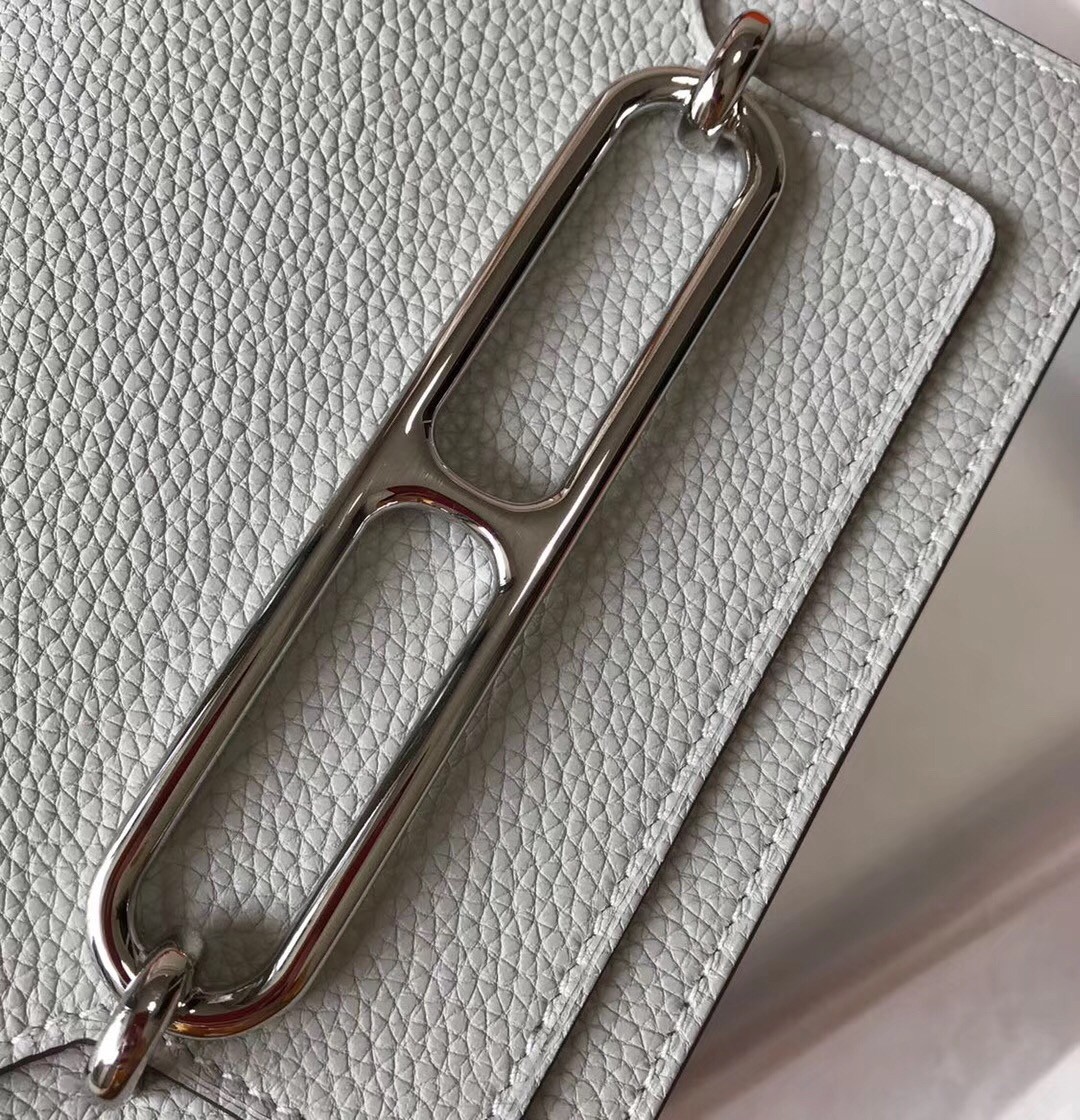 Hermes Mini Sac Roulis 18cm Bag In Pearl Grey Evercolor Calfskin