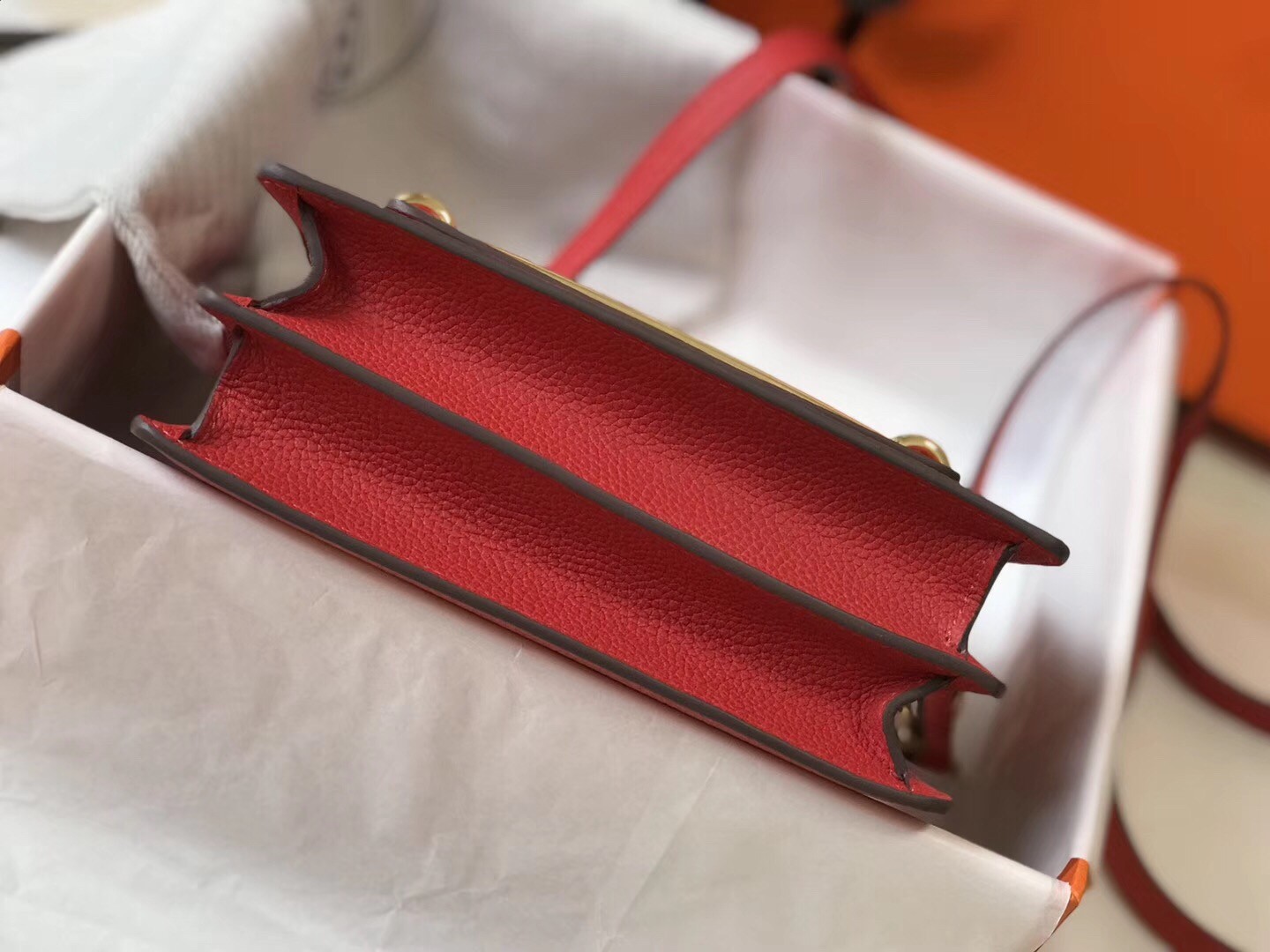 Hermes Mini Sac Roulis 18cm Bag In Red Evercolor Calfskin