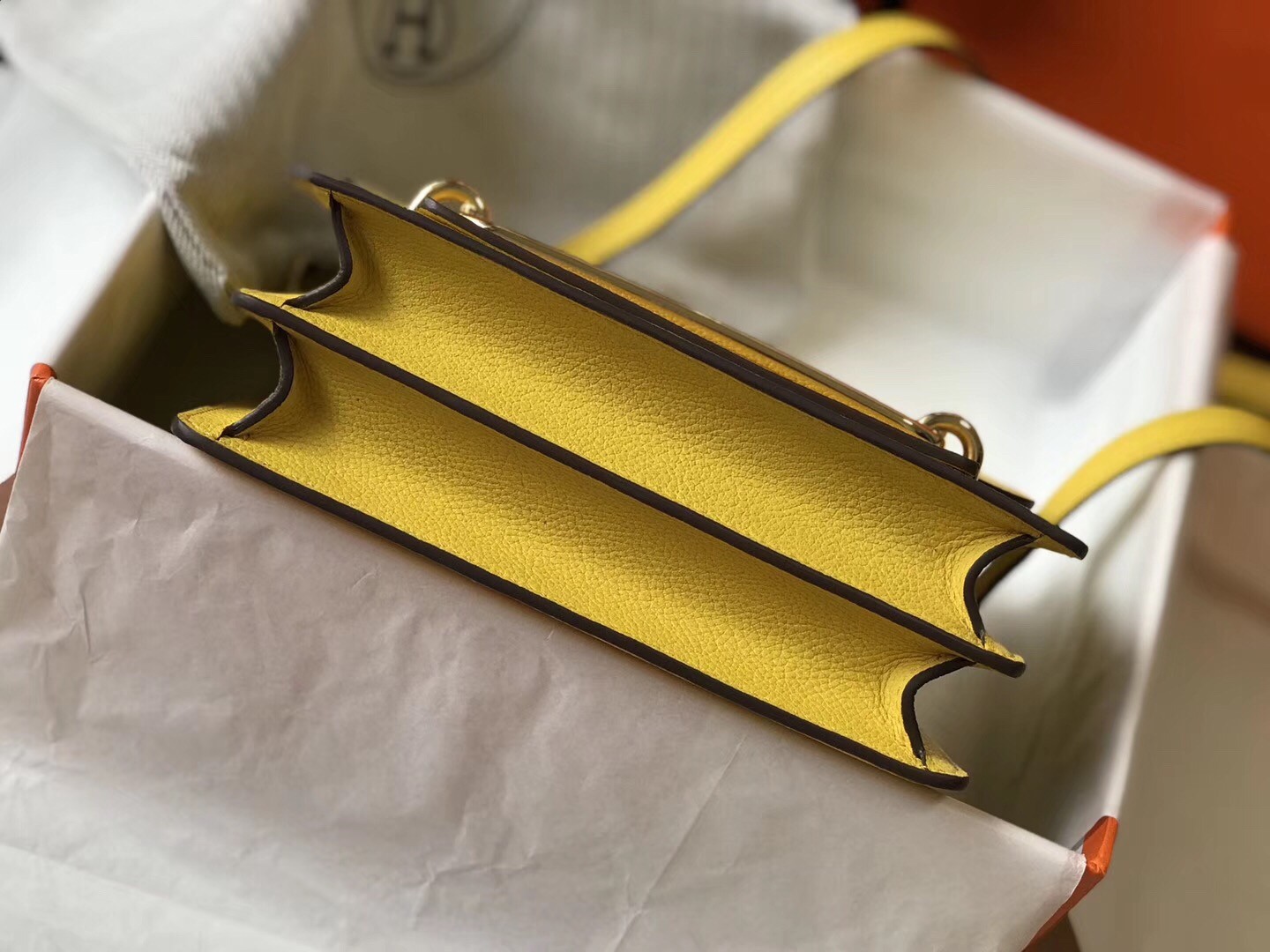 Hermes Mini Sac Roulis 18cm Bag In Yellow Evercolor Calfskin