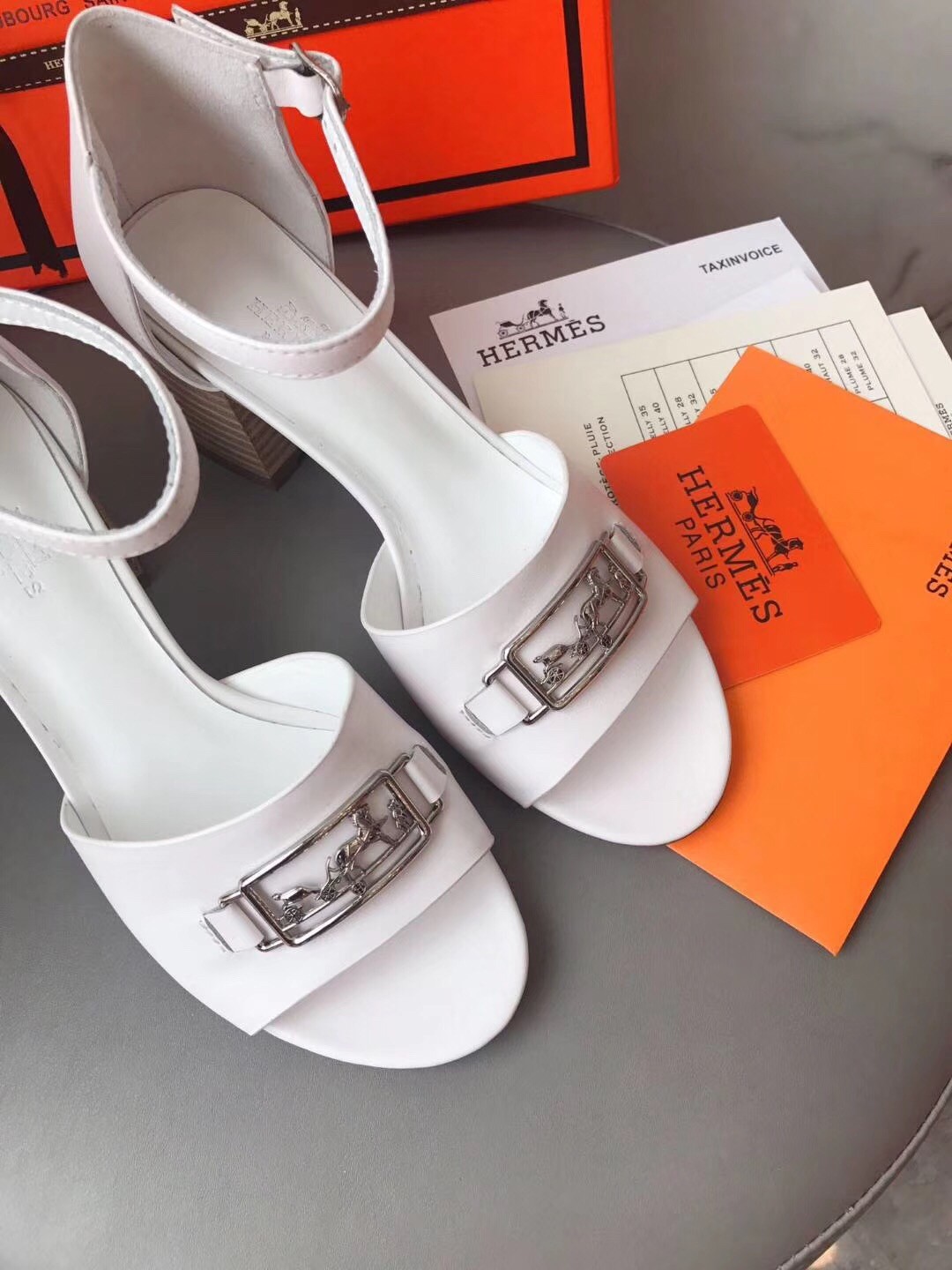 Hermes Viaggio 60MM Sandals In White Leather