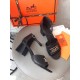 Hermes Viaggio 60MM Sandals In Black Leather