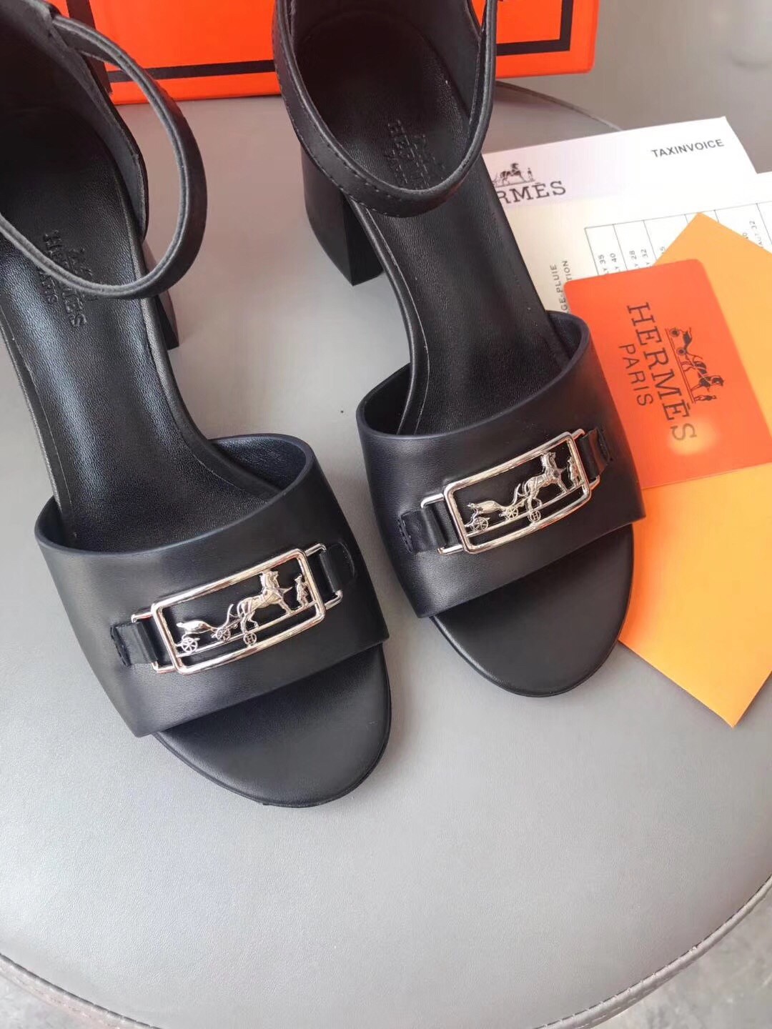 Hermes Viaggio 60MM Sandals In Black Leather