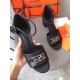 Hermes Viaggio 60MM Sandals In Black Leather