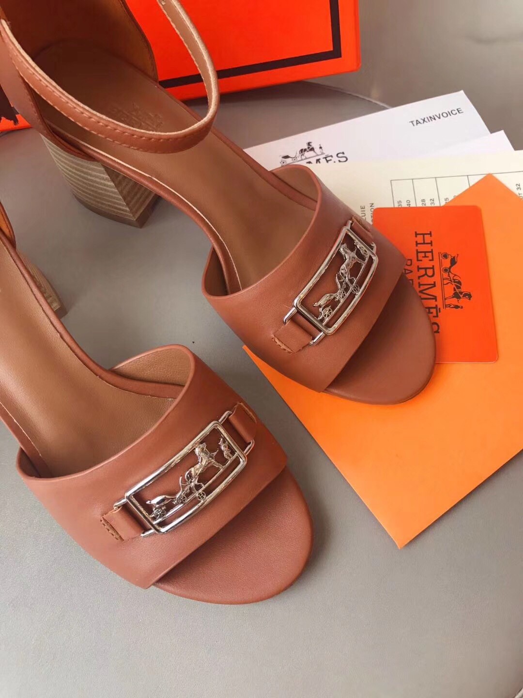Hermes Viaggio 60MM Sandals In Brown Leather