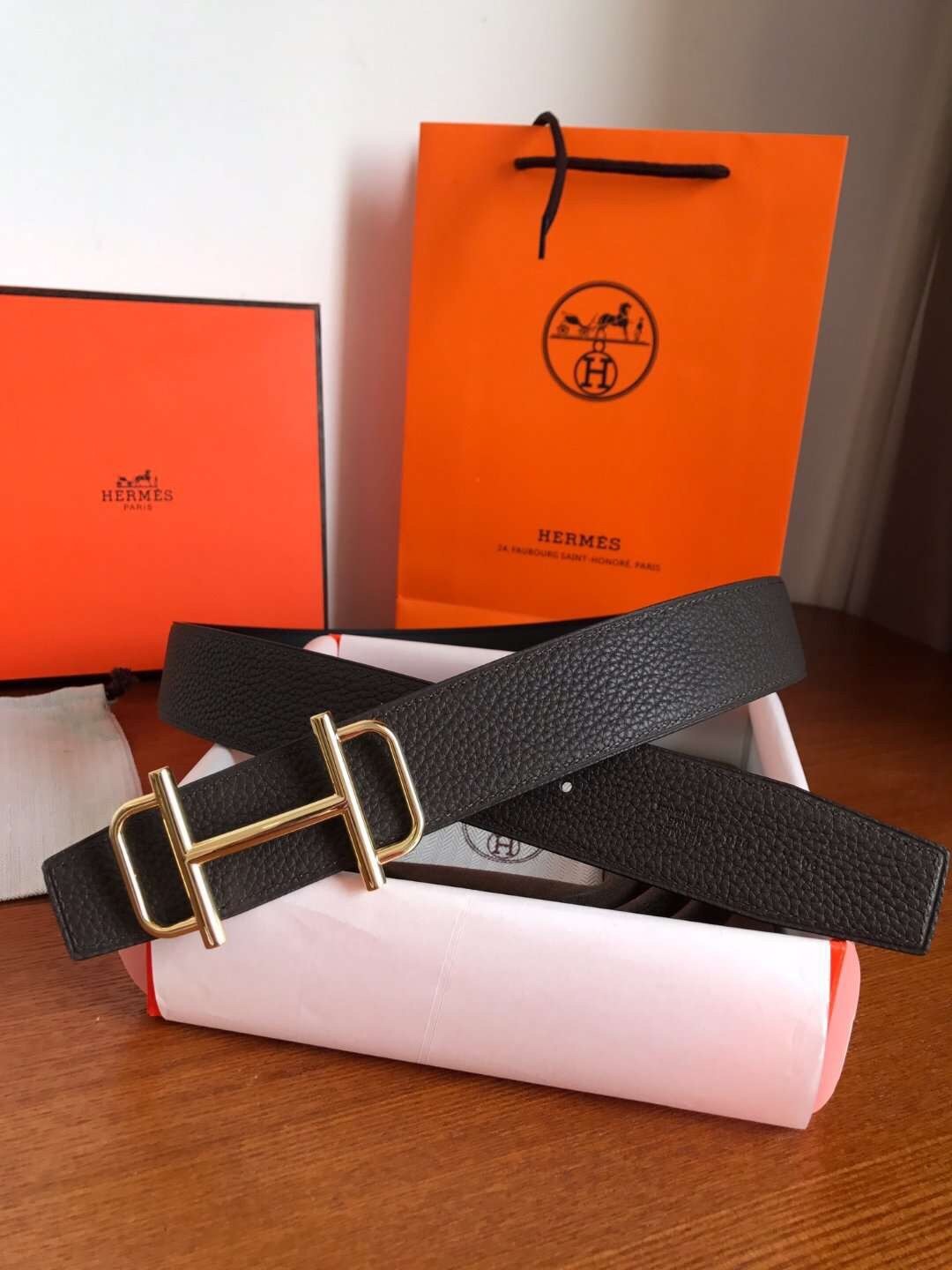 Hermes Royal 38MM Reversible Belt In Cafe Clemence Leather