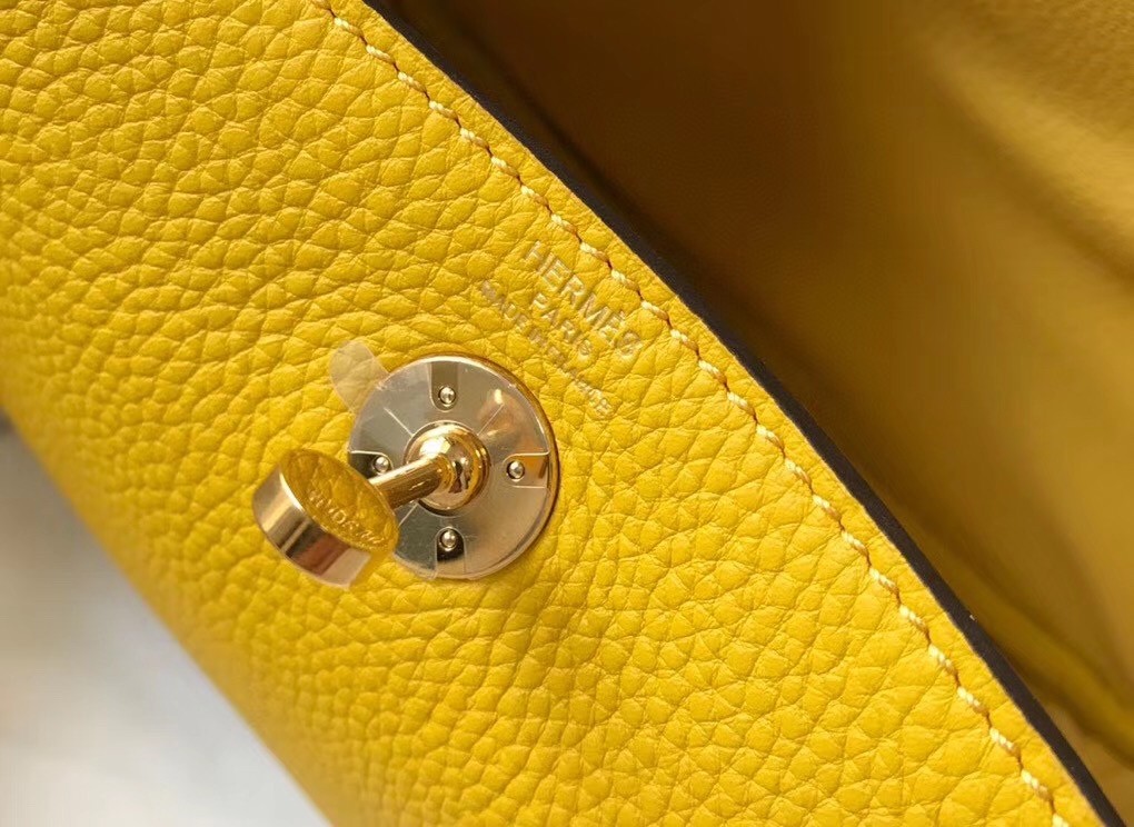 Hermes Mini Lindy Bag In Yellow Clemence Leather