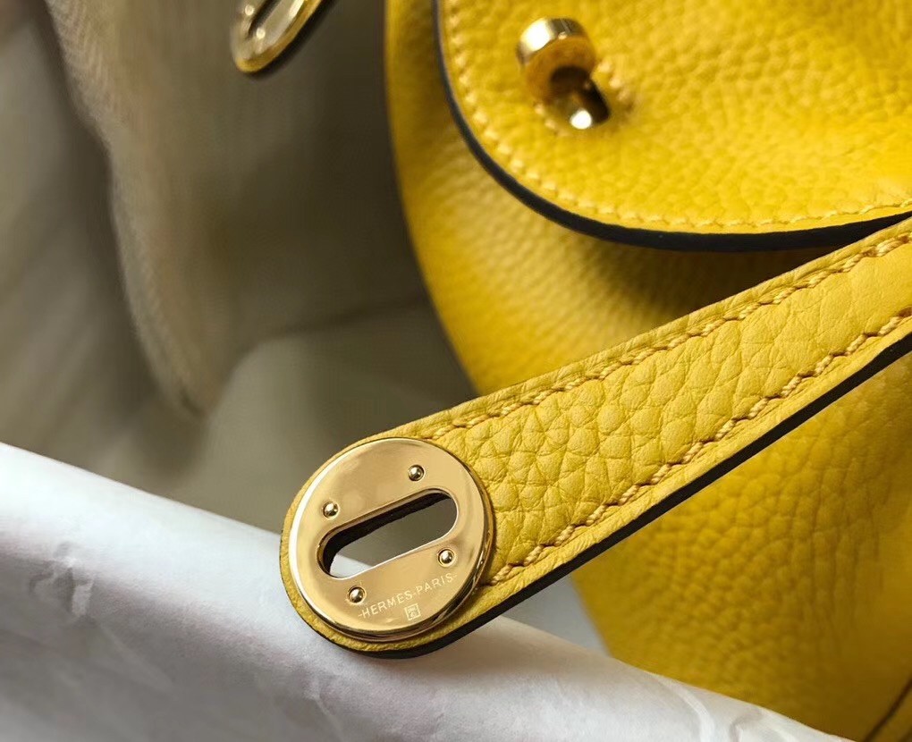 Hermes Mini Lindy Bag In Yellow Clemence Leather
