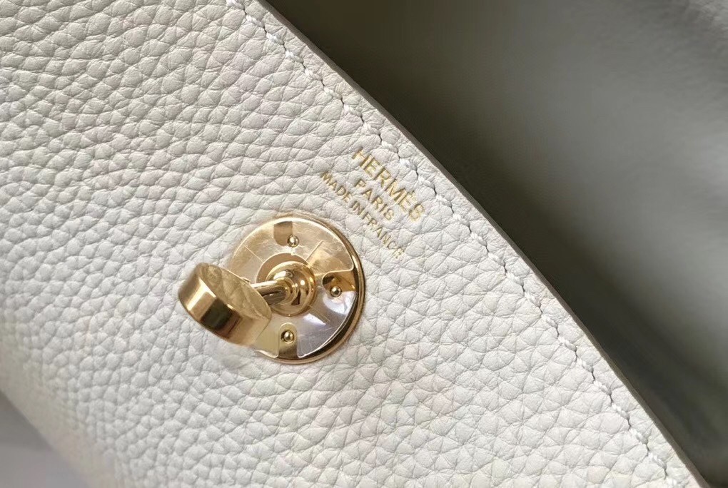 Hermes Mini Lindy Bag In White Clemence Leather