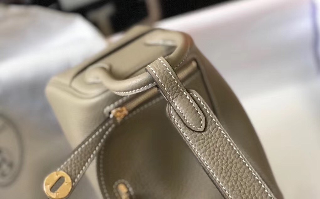 Hermes Mini Lindy Bag In Gris Tourterelle Clemence Leather
