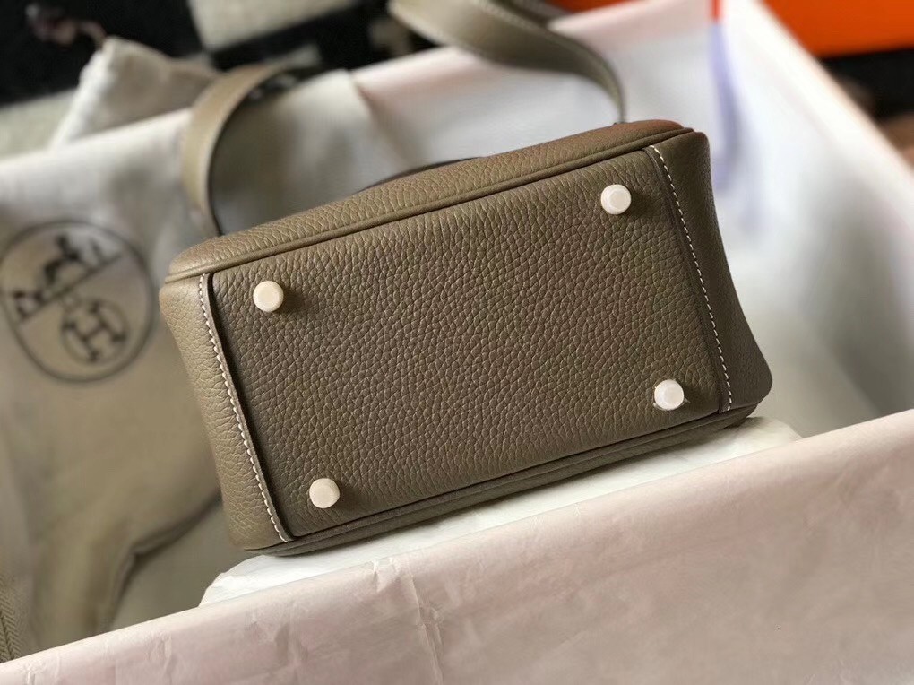 Hermes Mini Lindy Bag In Taupe Clemence Leather