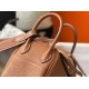 Hermes Mini Lindy Bag In Brown Clemence Leather