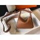 Hermes Mini Lindy Bag In Brown Clemence Leather