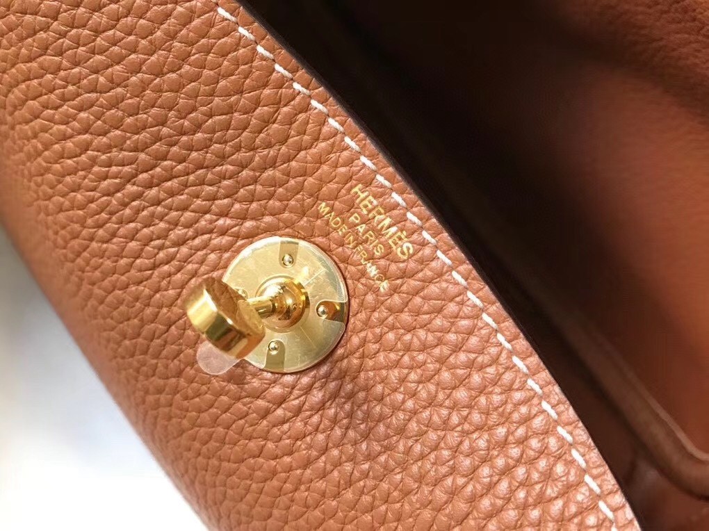Hermes Mini Lindy Bag In Brown Clemence Leather