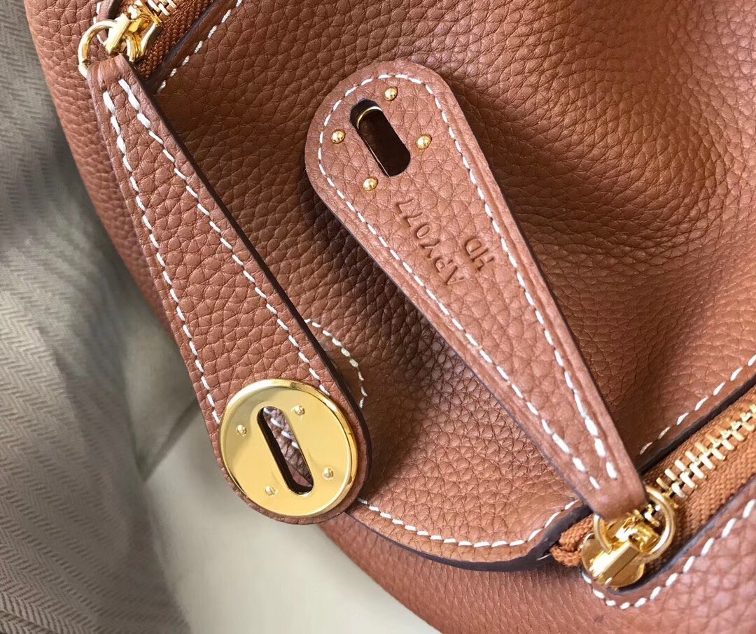 Hermes Mini Lindy Bag In Brown Clemence Leather