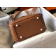 Hermes Mini Lindy Bag In Brown Clemence Leather