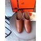 Hermes Trot Mule In Brown Calfskin