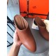 Hermes Trot Mule In Brown Calfskin