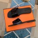 Hermes View Sandals In Black Patent leather