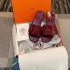 Hermes View Sandals In Ruby Patent Leather