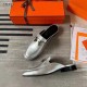 Hermes Trocadero Mule In Silver Nappa Leather