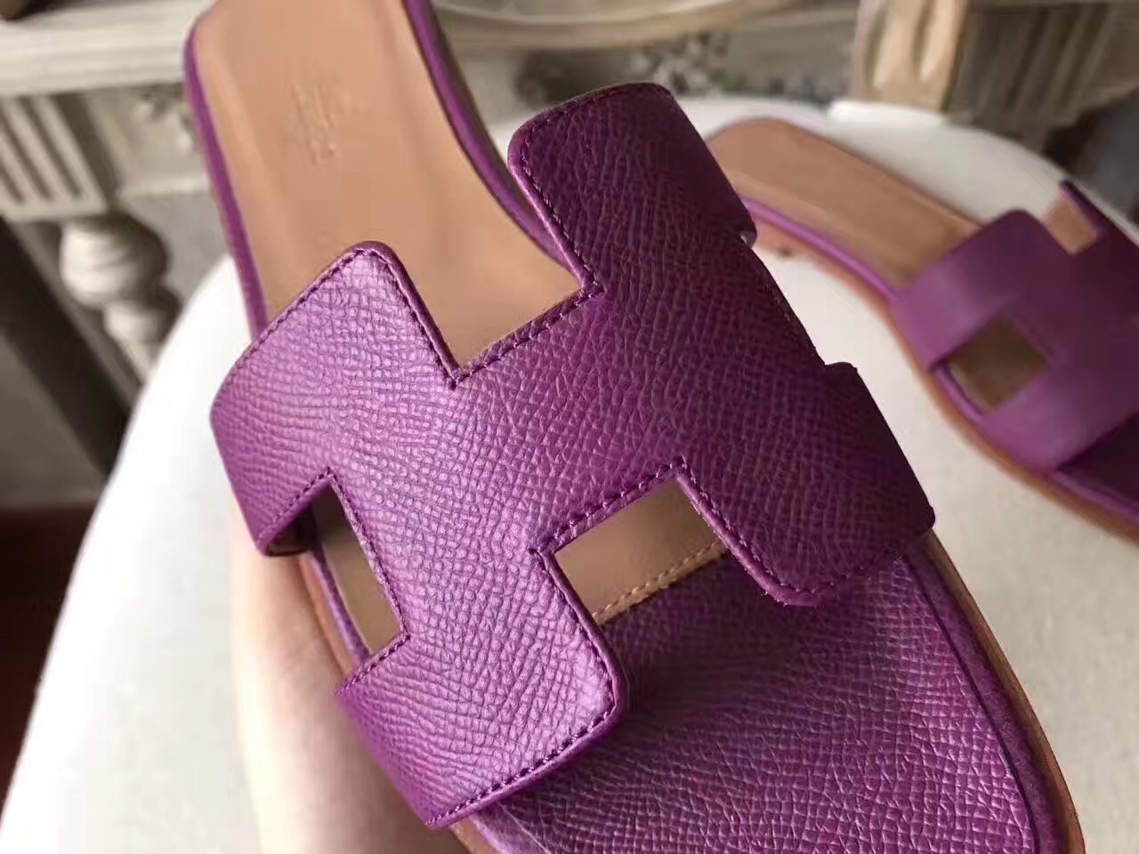 Hermes Oran Sandals In Cyclamen Epsom Leather
