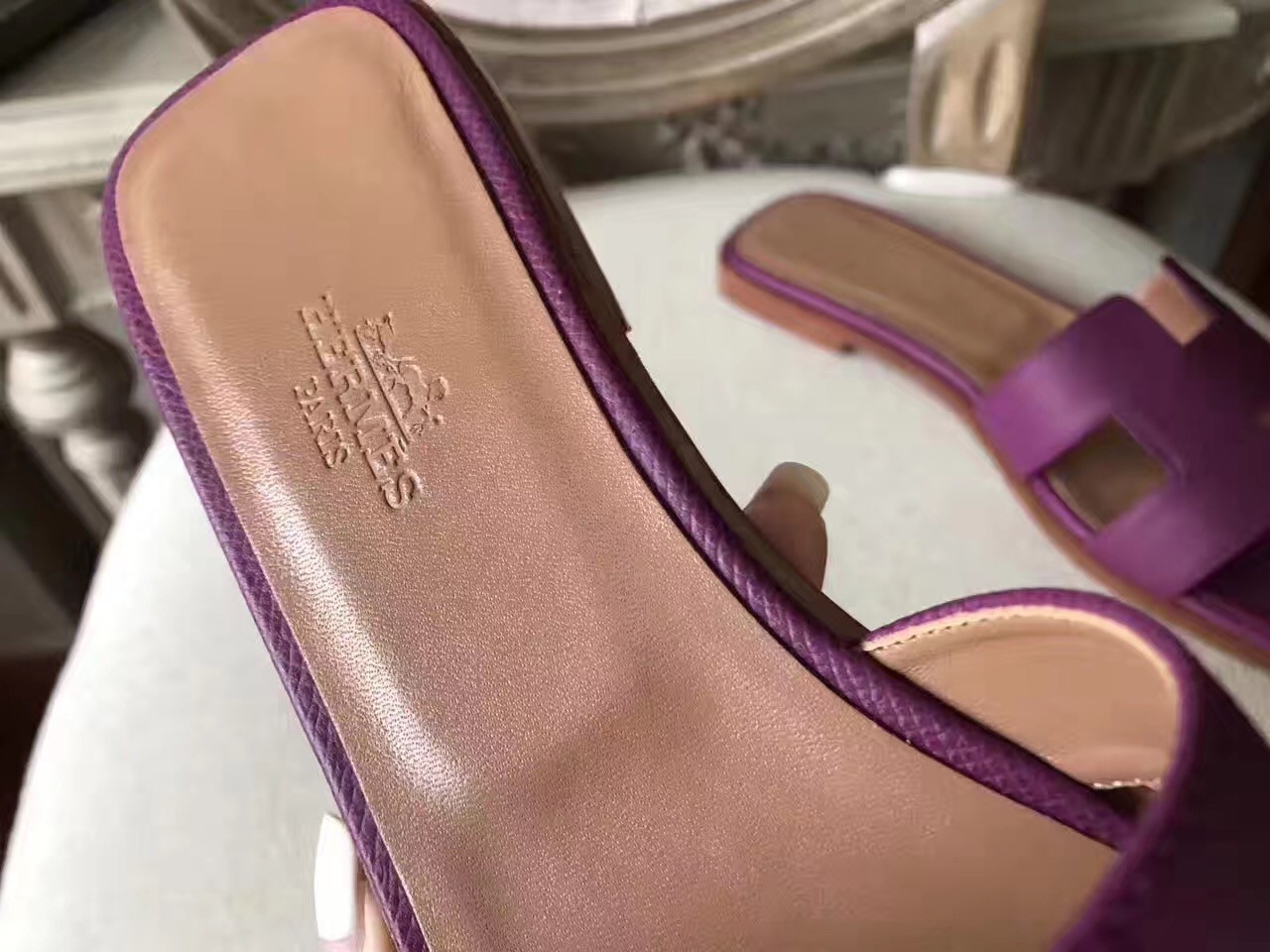 Hermes Oran Sandals In Cyclamen Epsom Leather