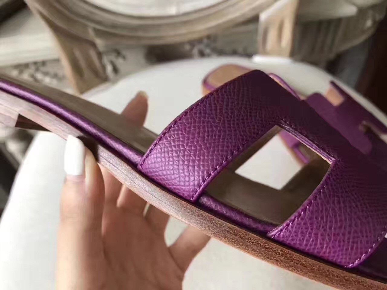 Hermes Oran Sandals In Cyclamen Epsom Leather