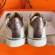 Hermes Velvet Sneakers In Blanc Calfskin With Printed Wing Patch