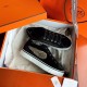 Hermes Velvet Sneakers In Black Velvet With Embroidered Wing Patch