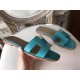 Hermes Oran Sandals In Lagon Epsom Leather