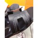 Hermes Oran Sandals In Black Leather With Stitched Detail