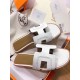 Hermes Oran Sandals In White Leather With Stitched Detail