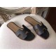 Hermes Oran Sandals In Black Epsom Leather