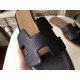 Hermes Oran Sandals In Black Epsom Leather