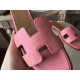 Hermes Oran Sandals In Pink Epsom Leather