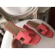 Hermes Oran Sandals In Rose Azalee Epsom Leather