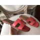 Hermes Oran Sandals In Rose Azalee Epsom Leather