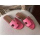 Hermes Oran Sandals In Rose Confetti Epsom Leather
