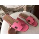 Hermes Oran Sandals In Rose Confetti Epsom Leather
