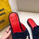 Hermes Trocadero Mules In Blue Suede