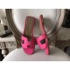 Hermes Oran Sandals In Rose Red Epsom Leather