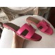 Hermes Oran Sandals In Rose Red Epsom Leather