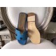 Hermes Oran Sandals In Turquoise Epsom Leather