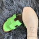 Hermes Oran Sandals In Apple Green Lizard Leather