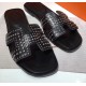Hermes Oran Studs Sandals In Black Leather