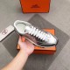 Hermes Trail Sneakers In Silver Metallic Nappa Leather