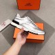 Hermes Trail Sneakers In Silver Metallic Nappa Leather