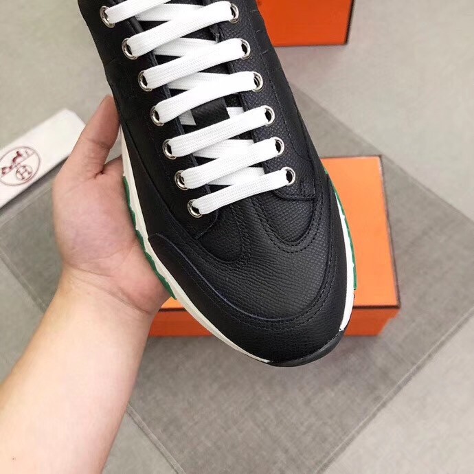 Hermes Trail Sneakers In Black Epsom Calfskin
