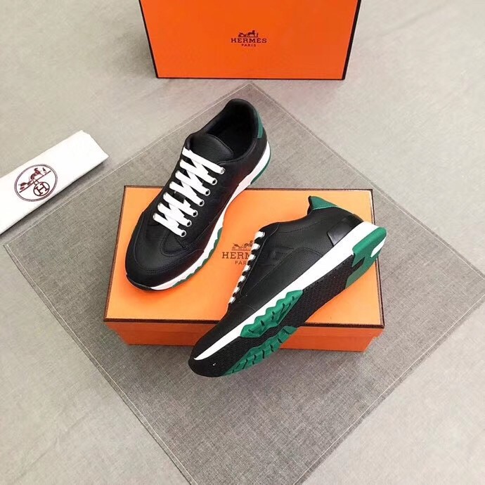 Hermes Trail Sneakers In Black Epsom Calfskin